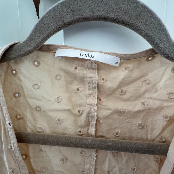 Cream Eyelet Wrap Top Short Sleeve Tie Waist (German Fair Sustainable Fashion) - Picture 3 of 3